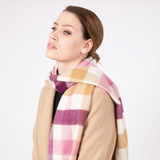 Dents Heritage Plaid Check Cashmere Scarf - Aubergine (w/ Tassels & Gift Box)