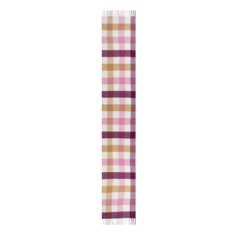 Dents Heritage Plaid Check Cashmere Wool Scarf - Aubergine (w/ Tassels & Gift Box)