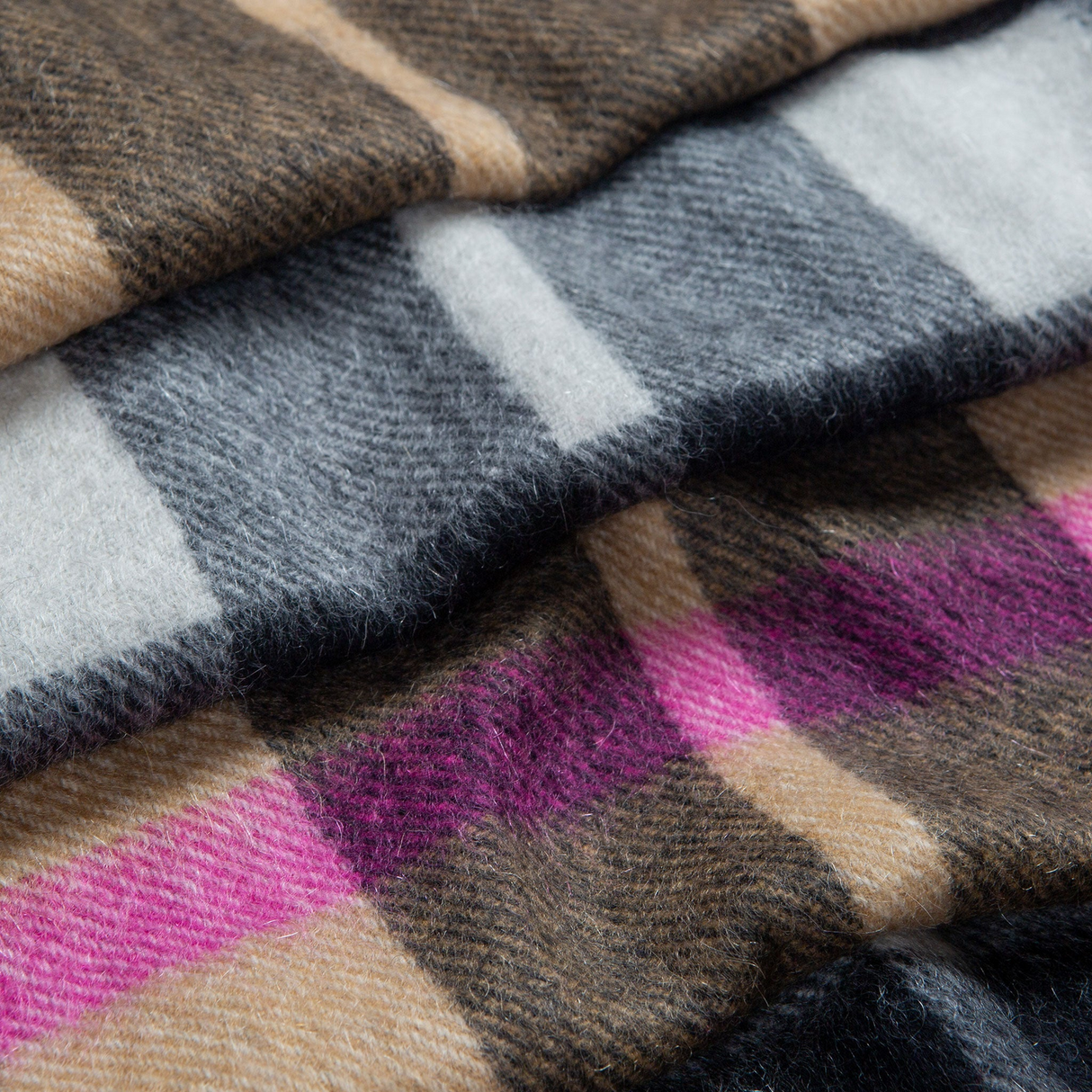 Dents Heritage Plaid Check Cashmere Scarf - Camel (w/ Tassels & Gift Box)