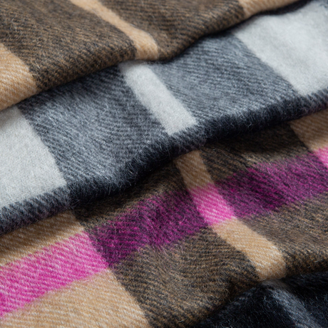 Dents Heritage Plaid Check Cashmere Scarf - Camel (w/ Tassels & Gift Box)