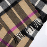 Dents Heritage Plaid Check Cashmere Scarf - Camel (w/ Tassels & Gift Box)