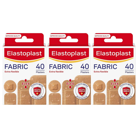 3x Elastoplast Fabric Extra Flexible Plaster Bulk Pack - Pack of 40