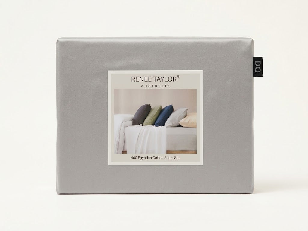 Renee Taylor 400TC Egyptian Cotton Bed Sheet Set - Antarctica (OEKO-TEX Certified)