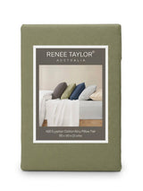 Renee Taylor 400TC Egyptian Cotton Fitted Sheet & Pillowcase Set - Basil (OEKO-TEX Certified)