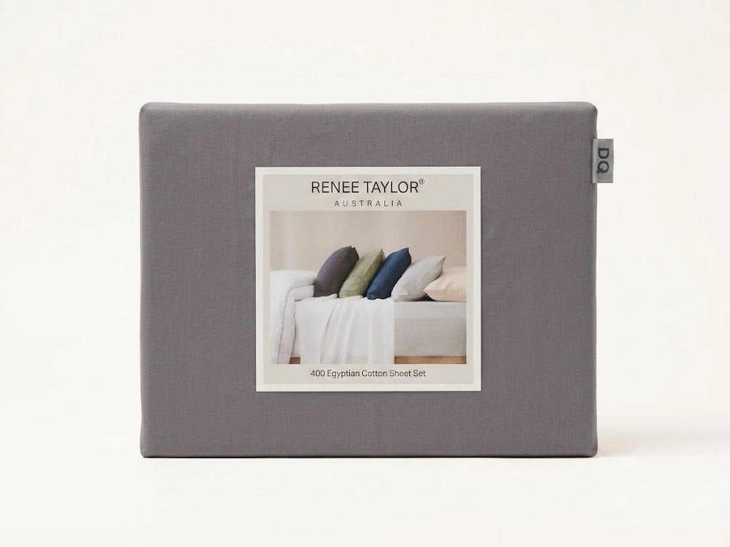 Renee Taylor 400TC Egyptian Cotton Sheet Set - Magnet (OEKO-TEX Certified Sateen)