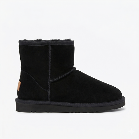 GROSBY Jillaroo Womens Long UGG Boots - Black (Genuine Sheepskin/Suede Leather Slippers)