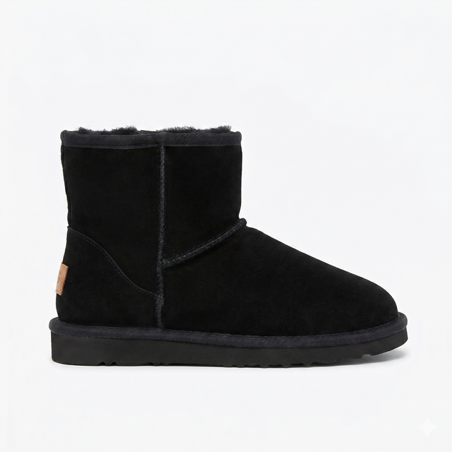 GROSBY Jillaroo Womens Long UGG Boots - Black (Genuine Sheepskin/Suede Leather Slippers)