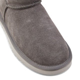 Grosby Womens Button UGG Boots - Dark Grey (Sheepskin Water Resistant Ankle Slippers)