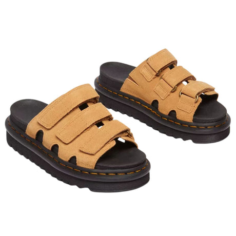 Dr. Martens Raine Suede SoftWair Slide-on Sandal in Tan
