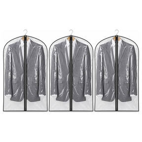 3x Suit Cover w/ Zipper Pack - Garment & Coat Storage Protector (60x137cm)