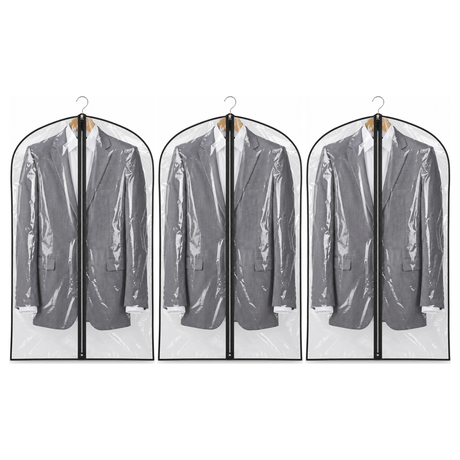 3x Suit Cover w/ Zipper Pack - Garment & Coat Storage Protector (60x137cm)