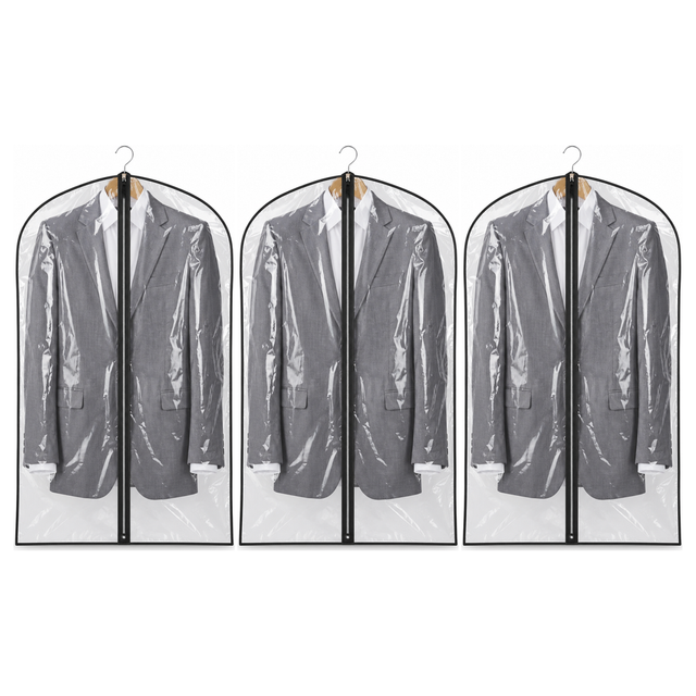 3x Suit Cover w/ Zipper Pack - Garment & Coat Storage Protector (60x137cm)