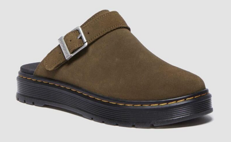 Dr. Martens Brookline Mule Sandals Shoes in Olive Bronx Suede - UK 8