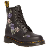 Dr. Martens 1460 Vonda 8 Eye Boots Floral Embroidery Genix Nappa Leather in Black