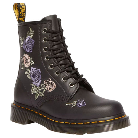 Dr. Martens 1460 Vonda 8 Eye Boots Floral Embroidery Genix Nappa Leather in Black