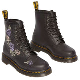 Dr. Martens 1460 Vonda 8 Eye Boots Floral Embroidery Genix Nappa Leather in Black