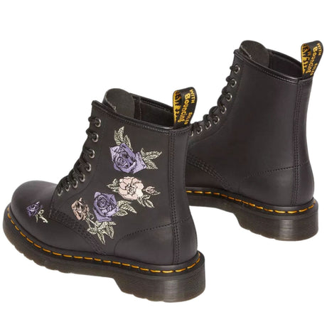 Dr. Martens 1460 Vonda 8 Eye Boots Floral Embroidery Genix Nappa Leather in Black