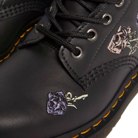Dr. Martens 1460 Vonda 8 Eye Boots Floral Embroidery Genix Nappa Leather in Black