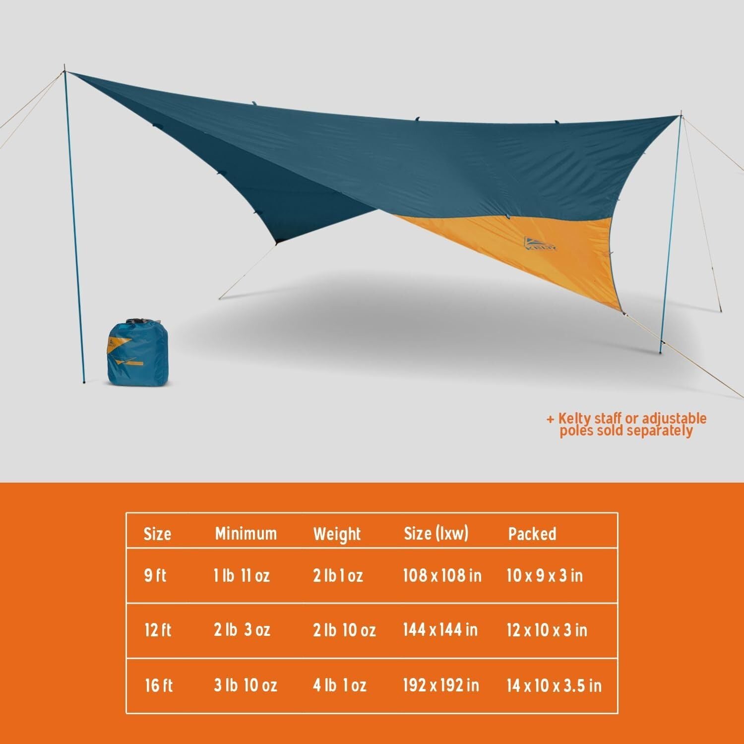 KELTY Noah's Tarp 12ft Sun Shelter - Lightweight Waterproof