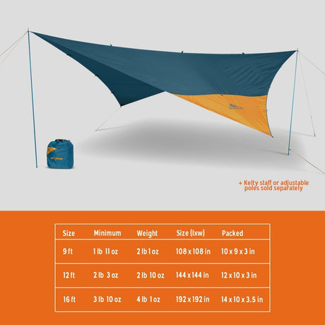 KELTY Noah's Tarp 12FT Sun Shelter Rainfly Lightweight Waterproof Camping Tent