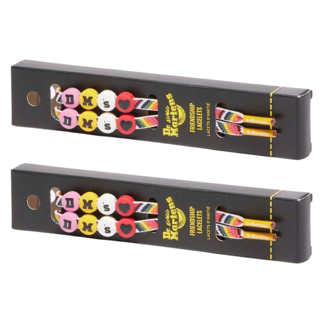 2x Dr. Martens 140cm Friendship Flat Laces with Beads Pack - Yellow (8-10 Eye Boots)