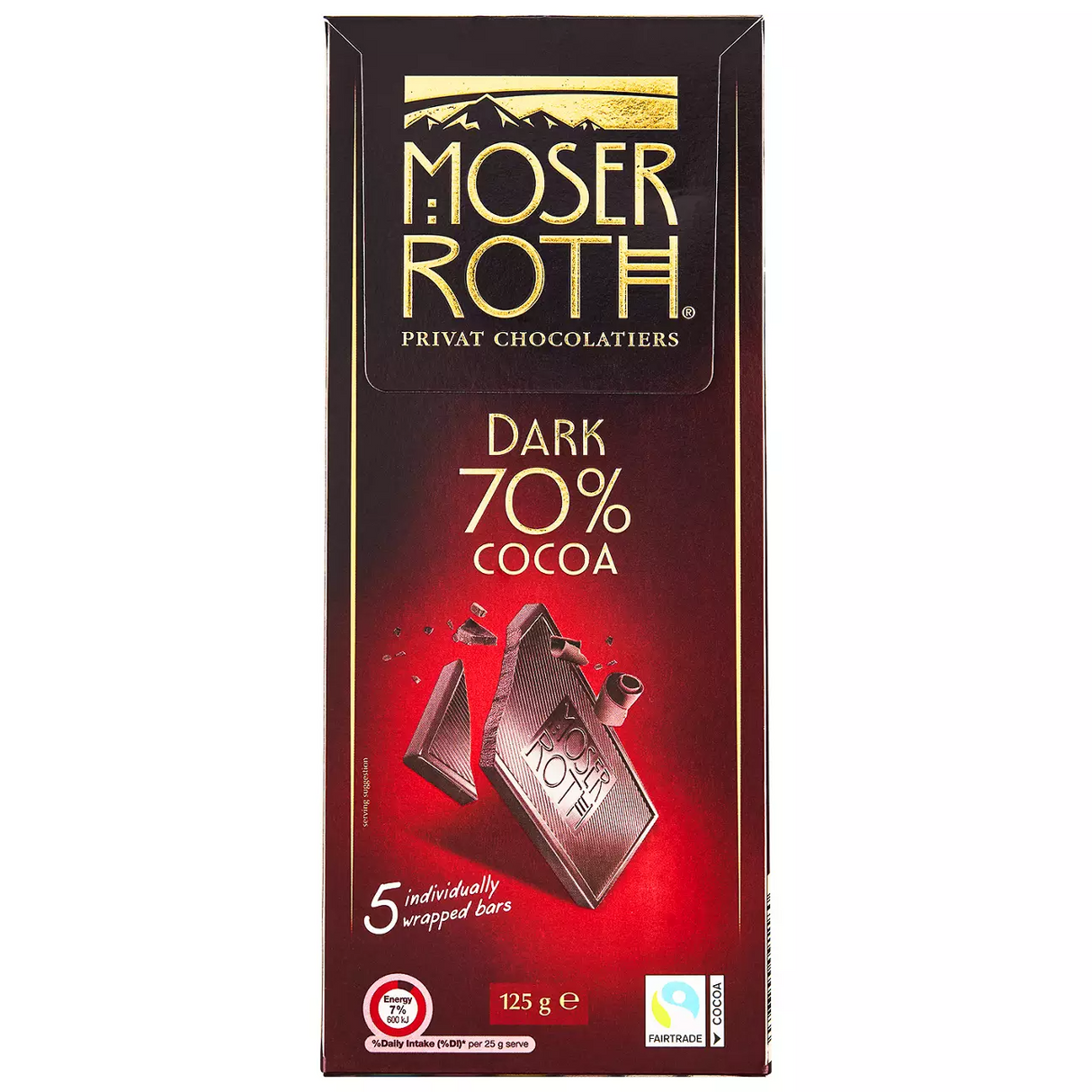 12x Moser Roth 70% Cocoa Dark Chocolate Block Bulk Pack - Made in Germany (60 Bars)