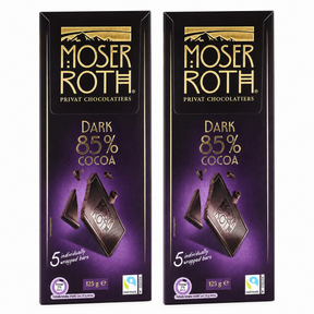 2x Moser Roth 85% Cocoa Dark Chocolate Block - Made in Germany (10 Bars)