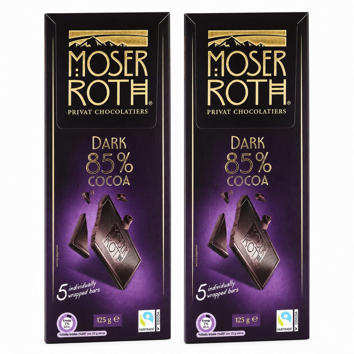 2x Moser Roth 85% Cocoa Dark Chocolate Block - Made in Germany (10 Bars)