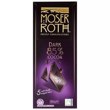 1x Moser Roth 85% Cocoa Dark Chocolate Block - Made in Germany (5 Bars)