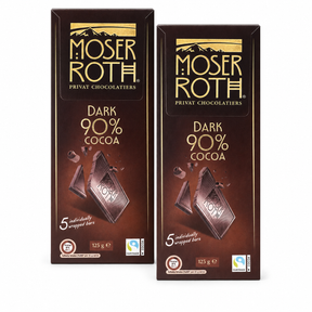 2x Moser Roth 90% Cocoa Dark Chocolate Block - Made in Germany (10 Bars)