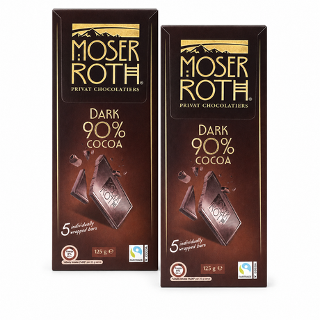 2x Moser Roth 90% Cocoa Dark Chocolate Block - Made in Germany (10 Bars)