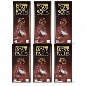 6x Moser Roth 90% Cocoa Dark Chocolate Block Bulk Pack - Made in Germany (30 Bars)