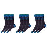 3x Livergy Mens Crew Socks Pack - Navy/Green - 1 Pack of 3
