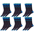 6x Livergy Mens Crew Socks Bulk Pack - Navy/Green - 1 Pack of 3