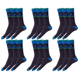6x Livergy Mens Crew Socks Bulk Pack - Navy/Green - 1 Pack of 3