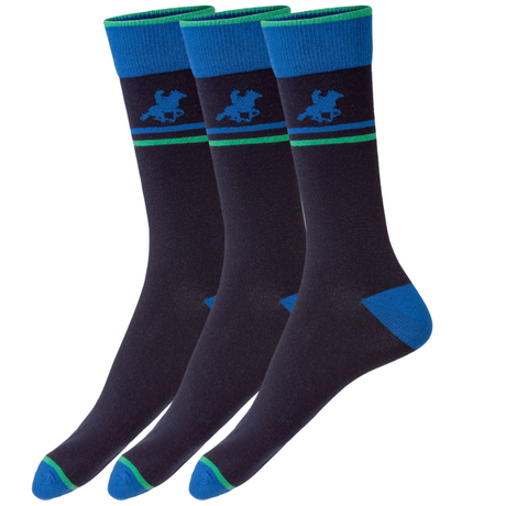U.S. Grand Polo Livergy Mens Crew Socks - Navy/Green - 1 Pack of 3