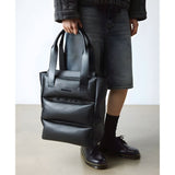 Dr. Martens Padded Leather Tote Bag - Black Sendal (Crossbody Strap & Zip Closure)