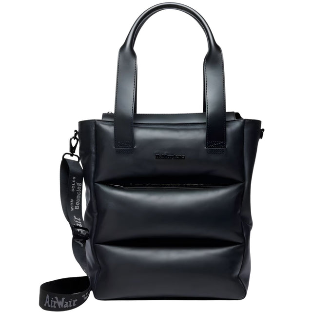 Dr. Martens Padded Leather Tote Bag - Black Sendal (Crossbody Strap & Zip Closure)