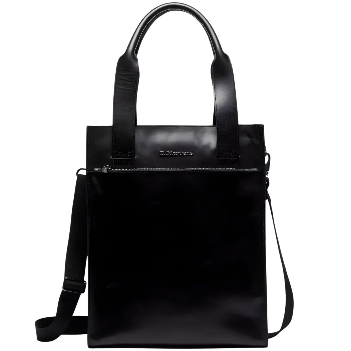 Dr. Martens Leather Tote Bag - Black Mayhem (Crossbody Laptop & Gunmetal Hardware Finish)