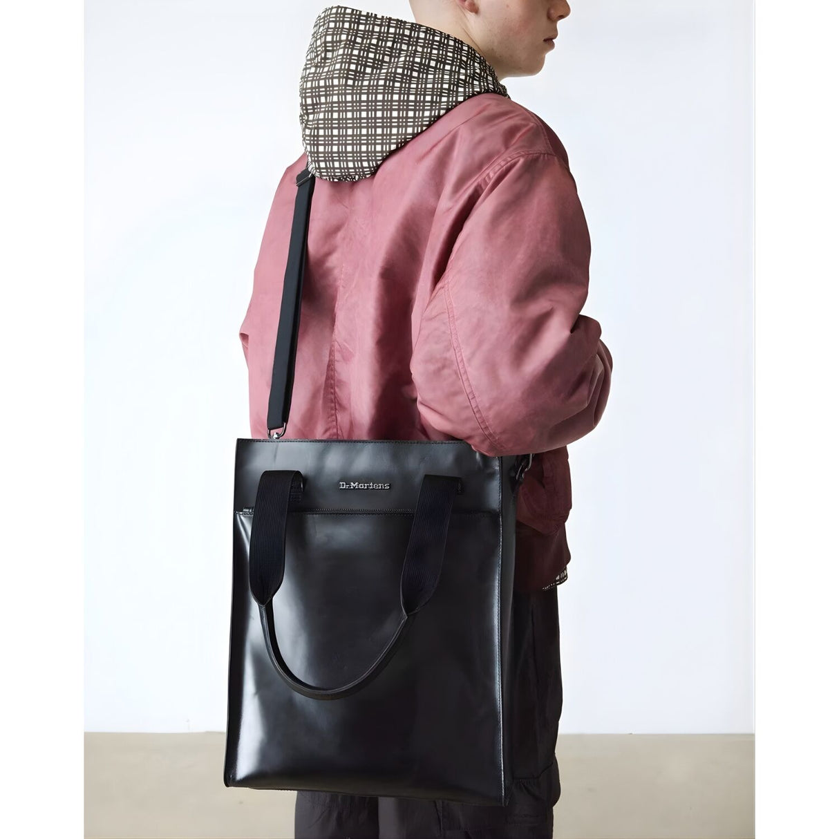 Dr. Martens Leather Tote Bag - Black Mayhem (Crossbody Laptop & Gunmetal Hardware Finish)