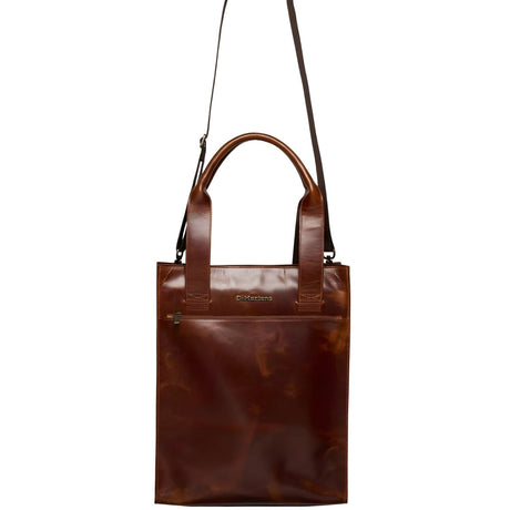 Dr. Martens Leather Tote Bag - Amber Tan Mayhem (Crossbody Laptop & Gunmetal Hardware Finish)