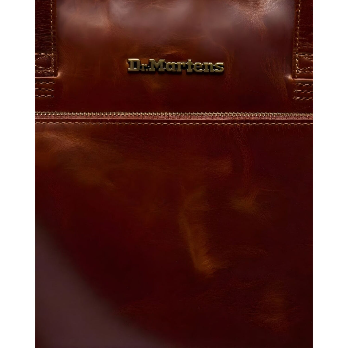 Dr. Martens Leather Tote Bag - Amber Tan Mayhem (Crossbody Laptop & Gunmetal Hardware Finish)