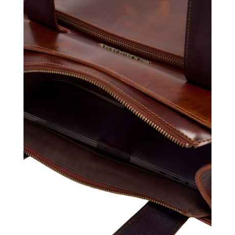 Dr. Martens Leather Tote Bag - Amber Tan Mayhem (Crossbody Laptop & Gunmetal Hardware Finish)