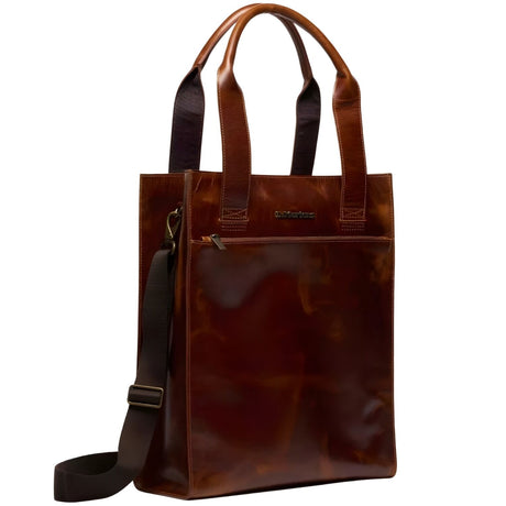 Dr. Martens Leather Tote Bag - Amber Tan Mayhem (Crossbody Laptop & Gunmetal Hardware Finish)