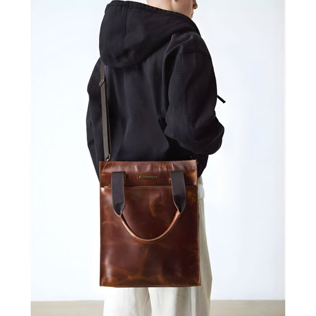 Dr. Martens Leather Tote Bag - Amber Tan Mayhem (Crossbody Laptop & Gunmetal Hardware Finish)
