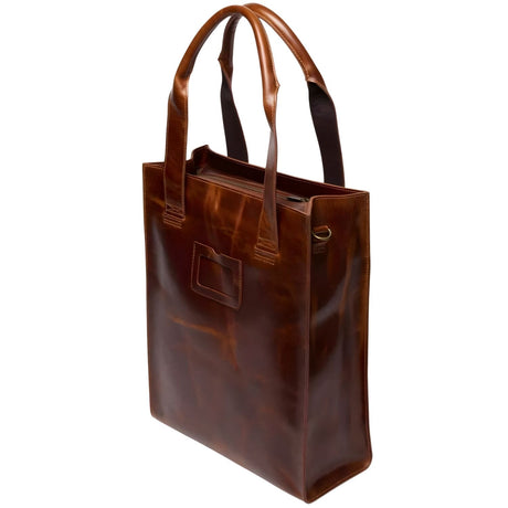 Dr. Martens Leather Tote Bag - Amber Tan Mayhem (Crossbody Laptop & Gunmetal Hardware Finish)