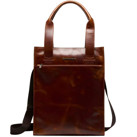 Dr. Martens Leather Tote Bag - Amber Tan Mayhem (Crossbody Laptop & Gunmetal Hardware Finish)