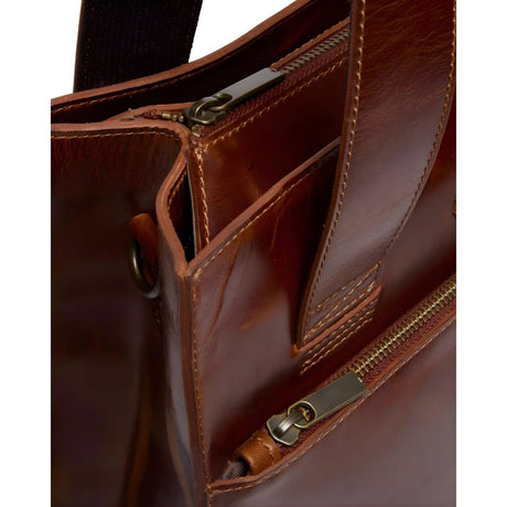 Dr. Martens Leather Tote Bag - Amber Tan Mayhem (Crossbody Laptop & Gunmetal Hardware Finish)