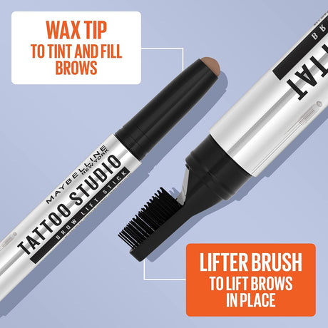 2x Maybelline Tattoo Studio Brow Lift Stick in 260 Deep Brown