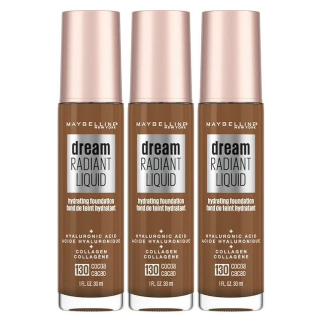 3x Maybelline Dream Radiant Liquid Foundation Pack - 130 Cocoa